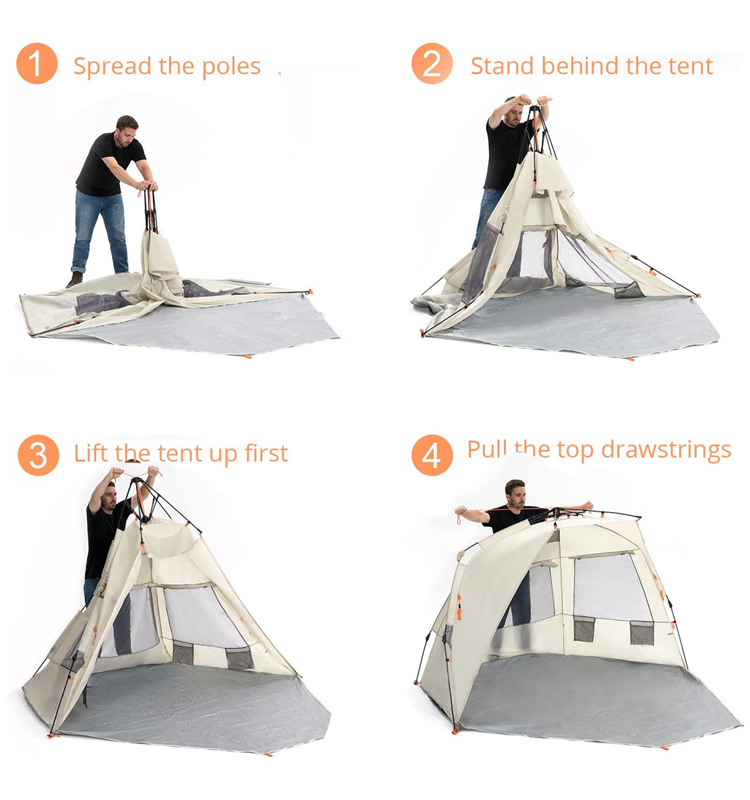 High Quality Backpacking Travelling, Portable Waterproof Outdoor Winter Automatic Quick Pop-up Big Camping Tents For Family/