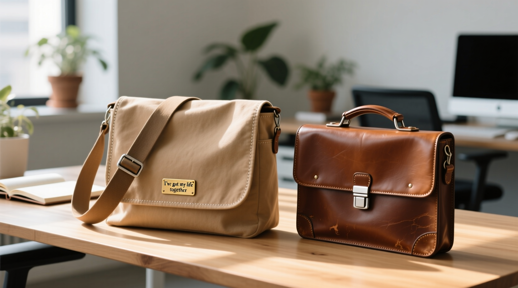 messenger bag or briefcase which one says ive got my life together without trying too hard