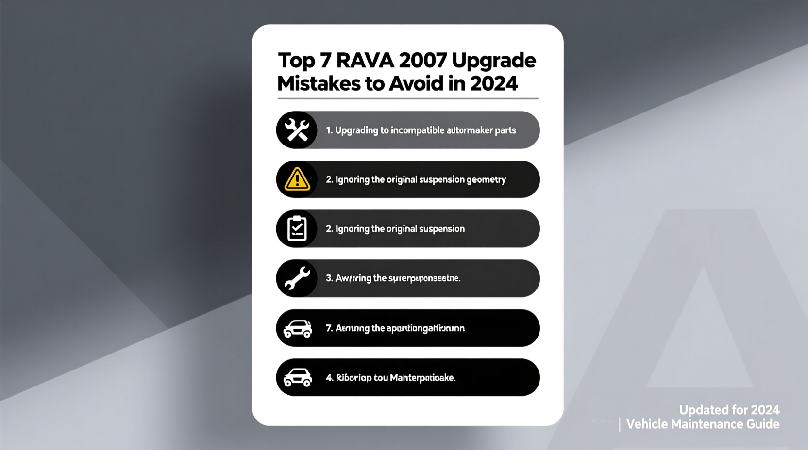 rav4 2007 upgrade mistakes