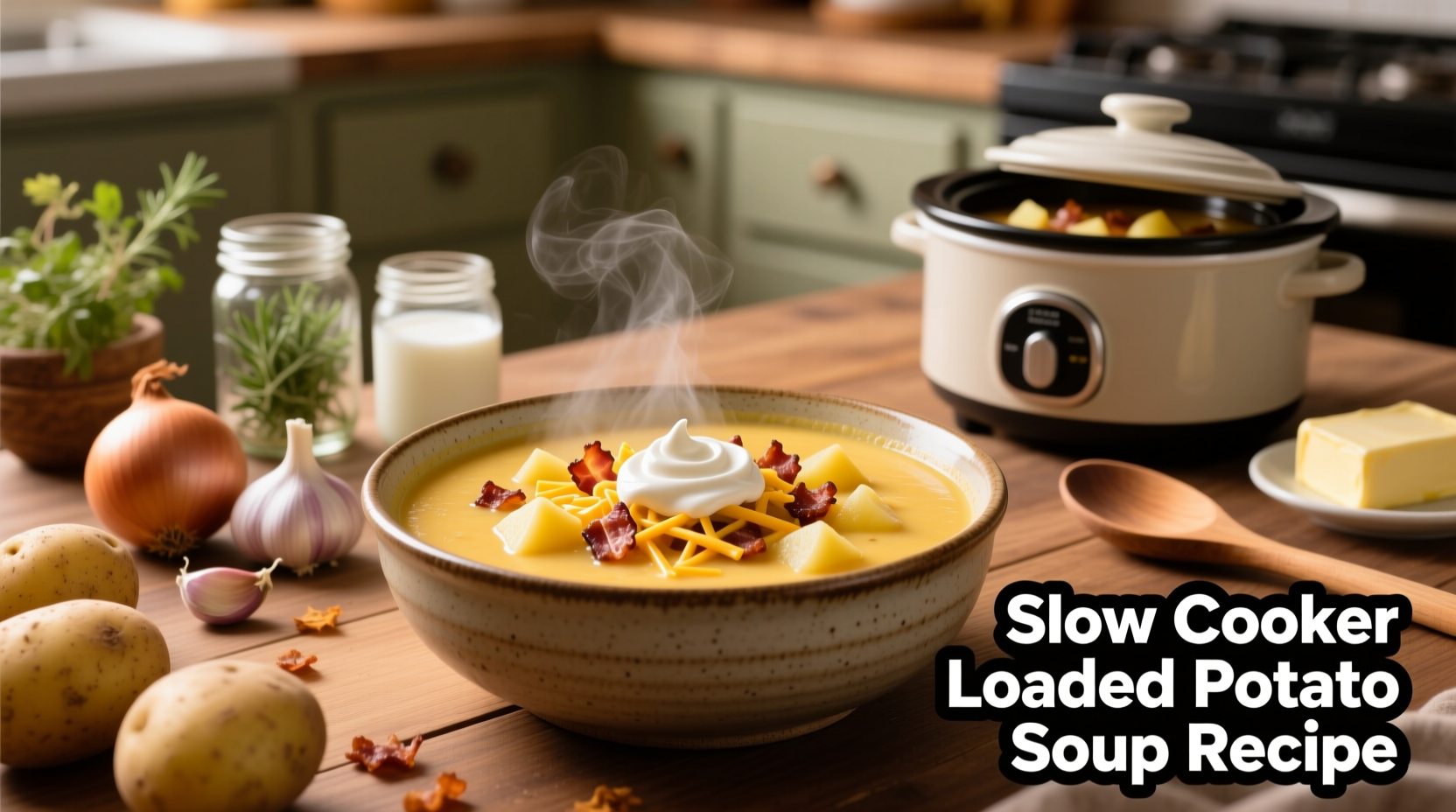Slow Cooker Loaded Potato Soup Recipe: Easy & Creamy