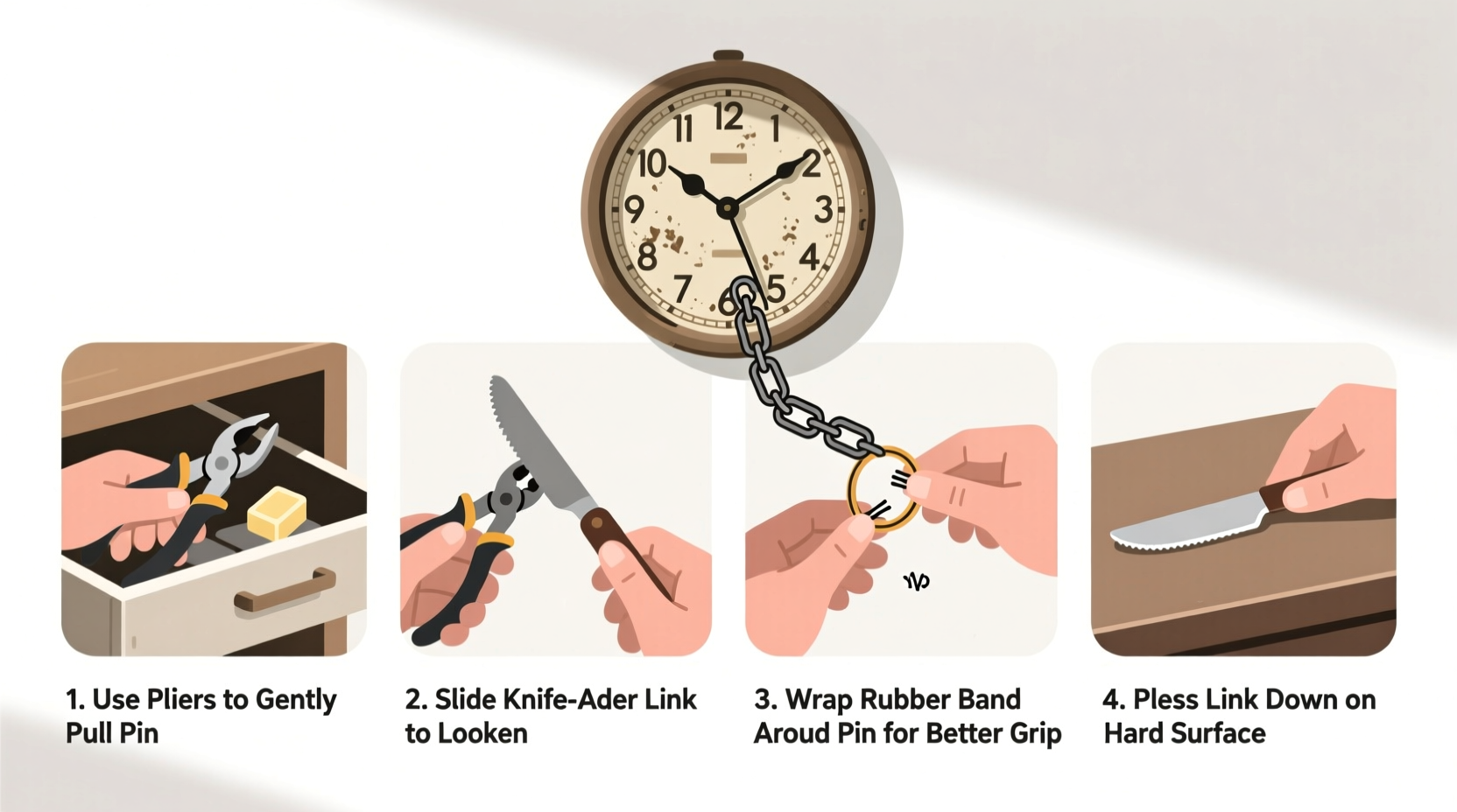 simple and safe methods to remove clock links at home without specialized tools