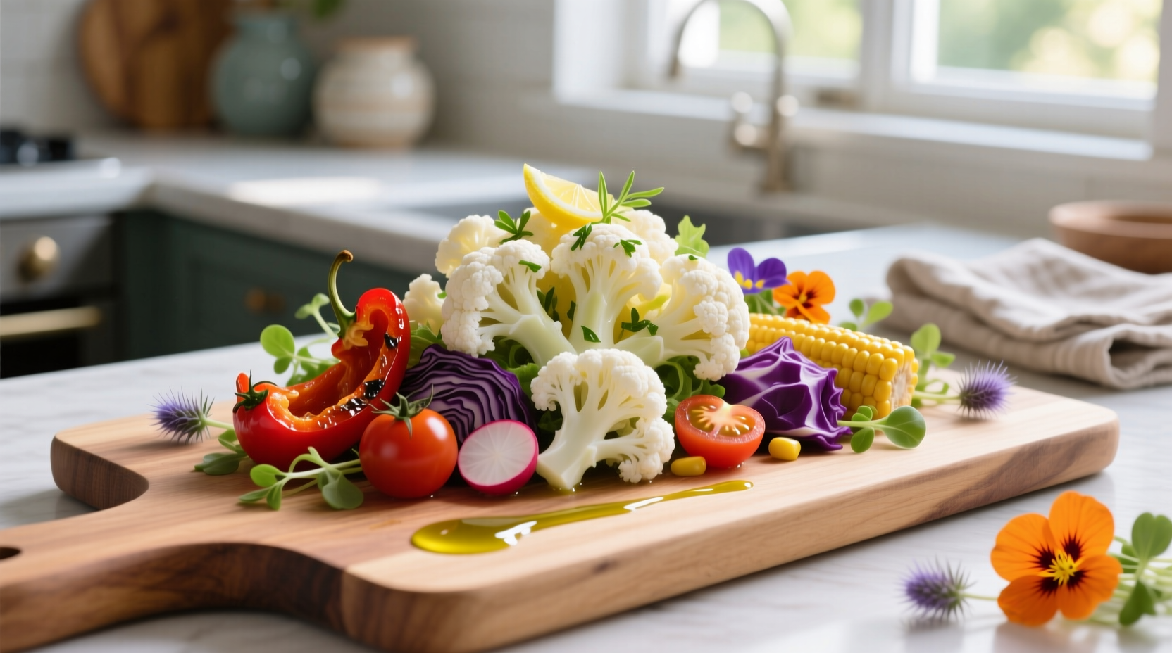 Crisp cauliflower salad with vibrant vegetables