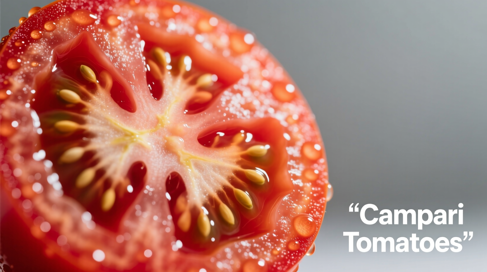 Close-up of sliced Campari tomatoes showing firm texture