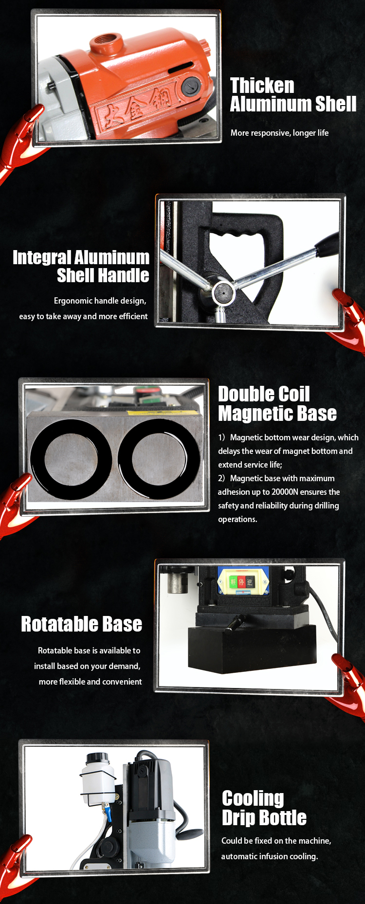 Steel Plate High Precision 220V Magnetic Drilling Tapping Machine