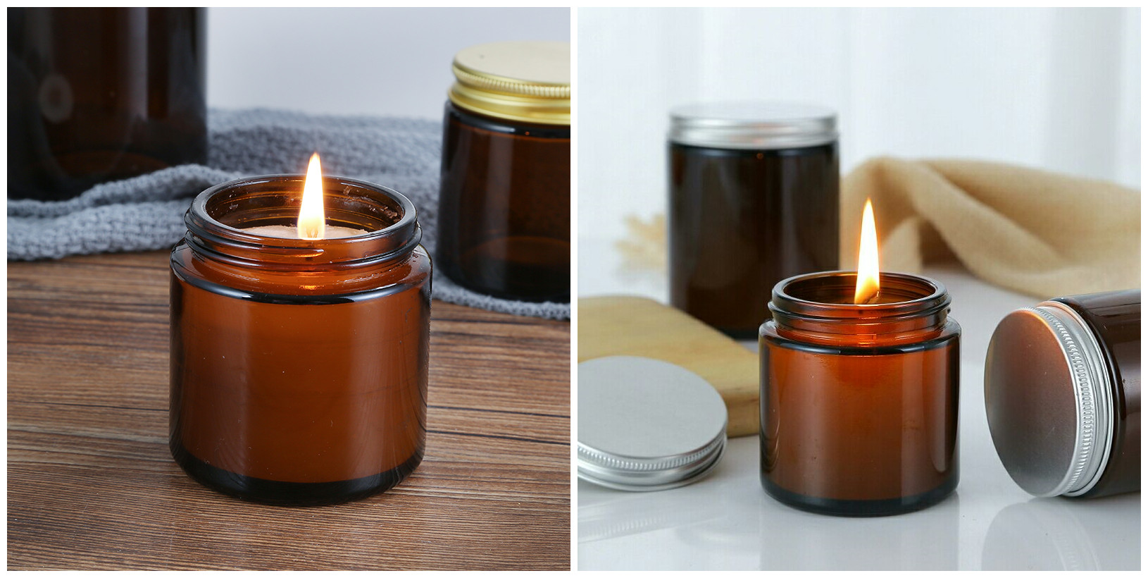 Factory Produced Wholesale Various Specifications Amber Glass Candle Jar
