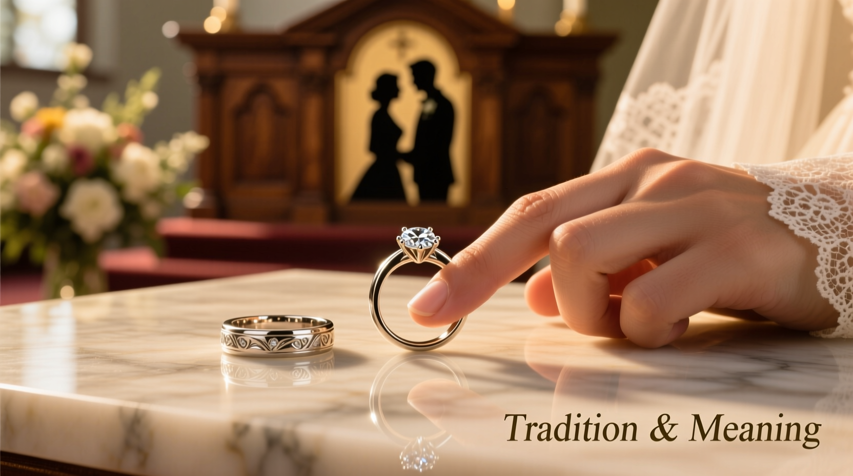 does the wedding ring go on before the engagement ring