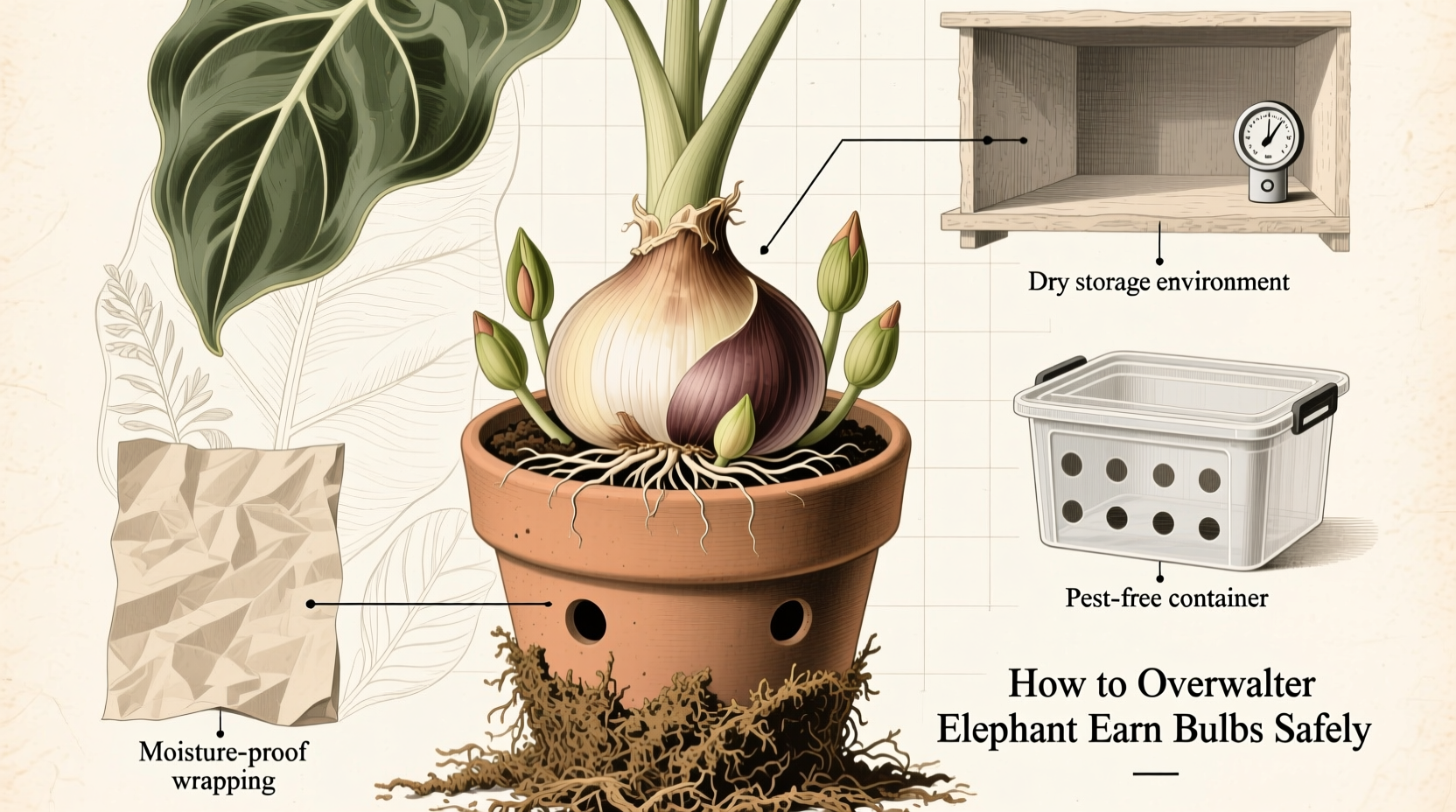how to overwinter elephant ear bulbs