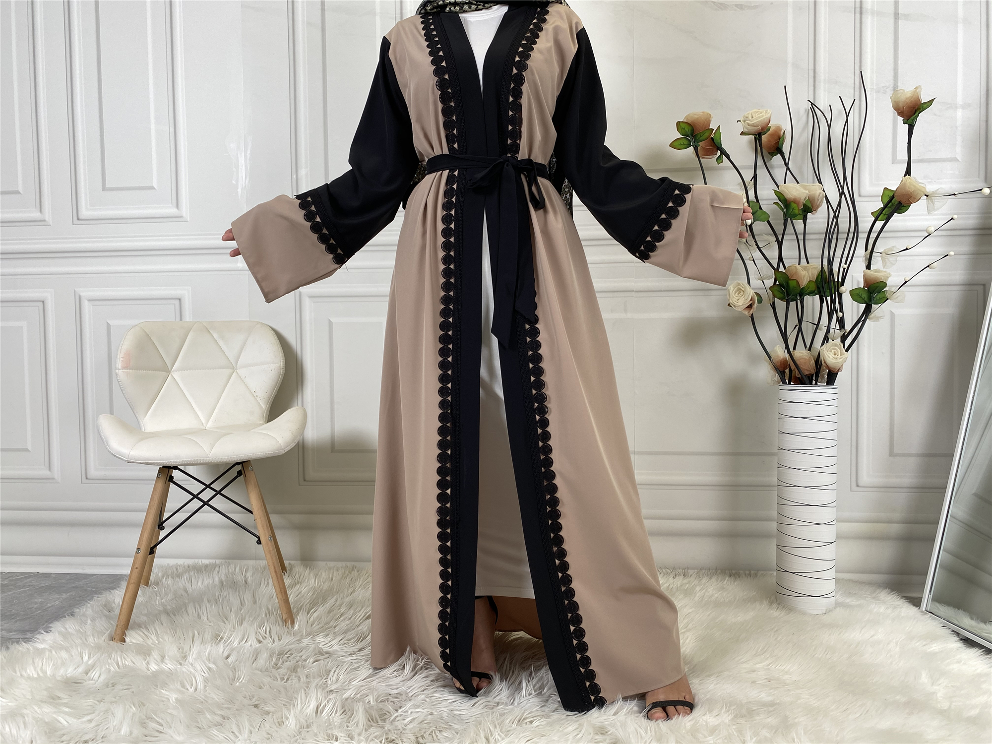 1840#Abaya With Embroidery New Style Front Clothing - CHAOMENG MUSLIM SHOP