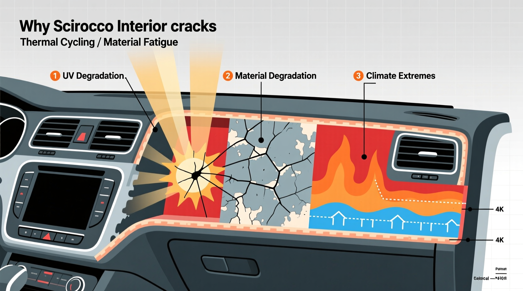 scirocco interior cracking reason