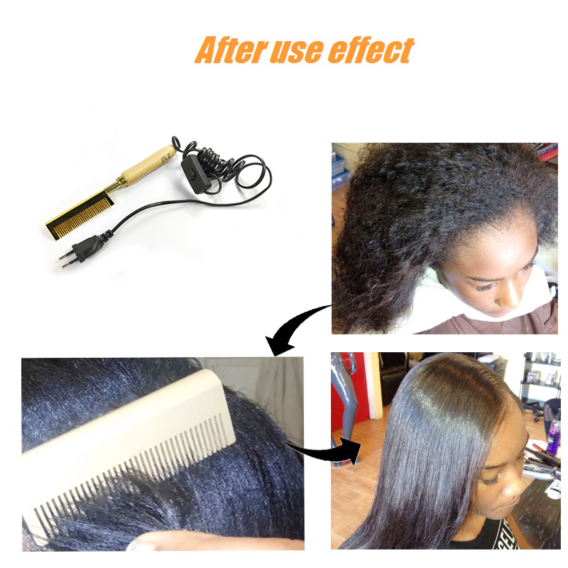 Amazon hot sale professional  wooden paddle high heat temperature hot comb hair straightener brush for curly afro women