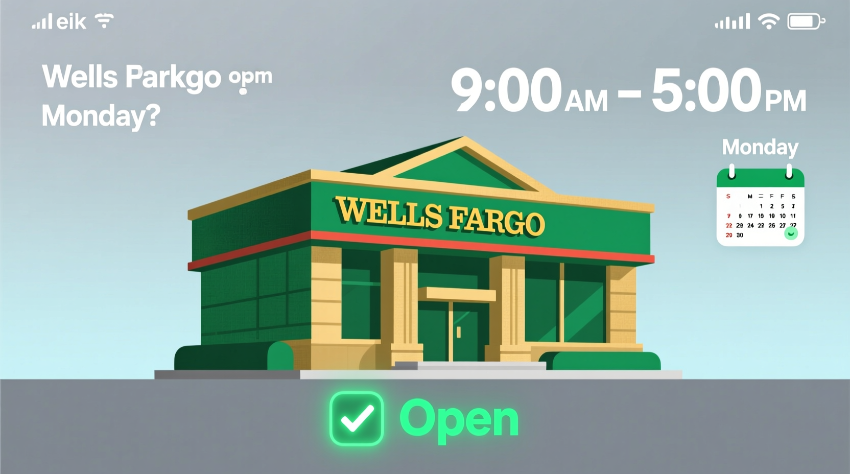 is wells fargo bank open on monday