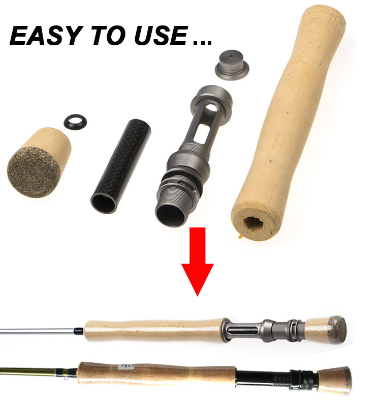 Fly Rod Cork Grip Half Wells Recessed Bore Handle for Fishing Rod