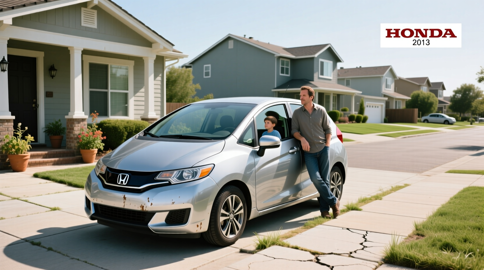 2013 Honda Fit hatchback parked on residential street