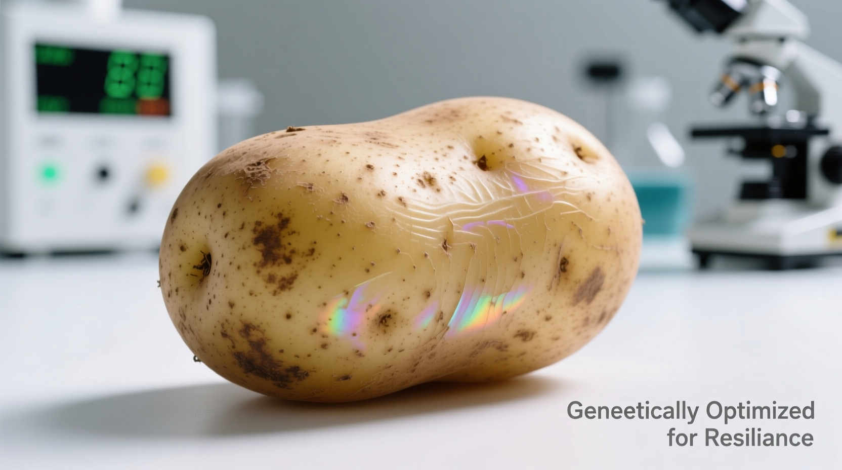 Close-up of genetically engineered potatoes showing reduced bruising