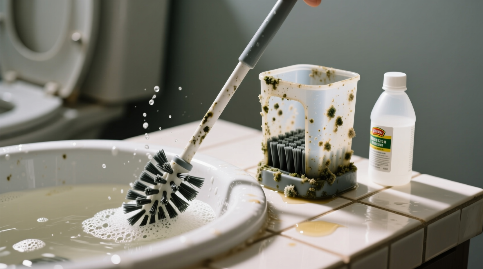 how to clean a toilet brush and holder