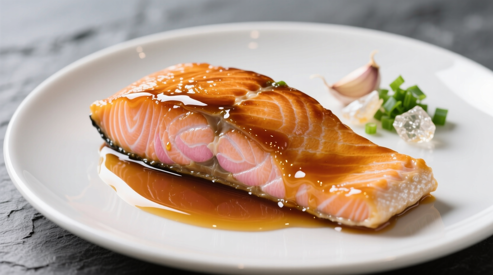 Perfectly glazed salmon fillet with honey garlic sauce