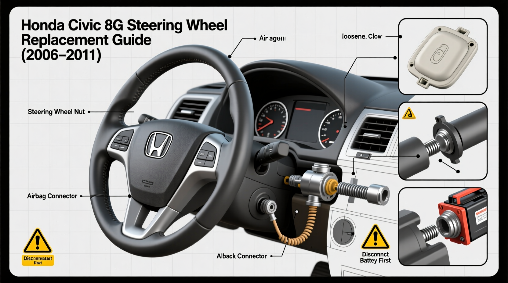civic 8g steering wheel replacement