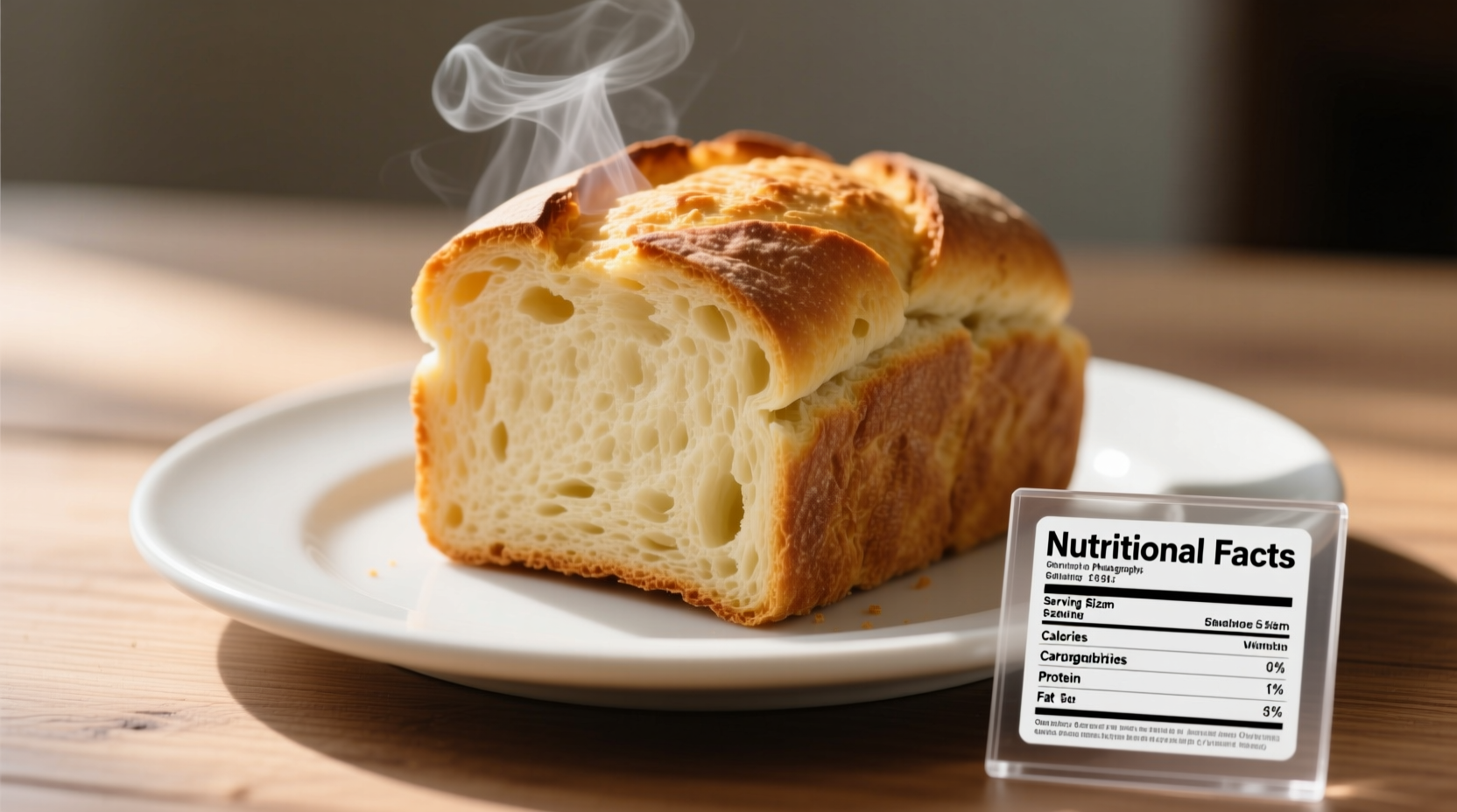 Slice of potato bread with nutritional facts