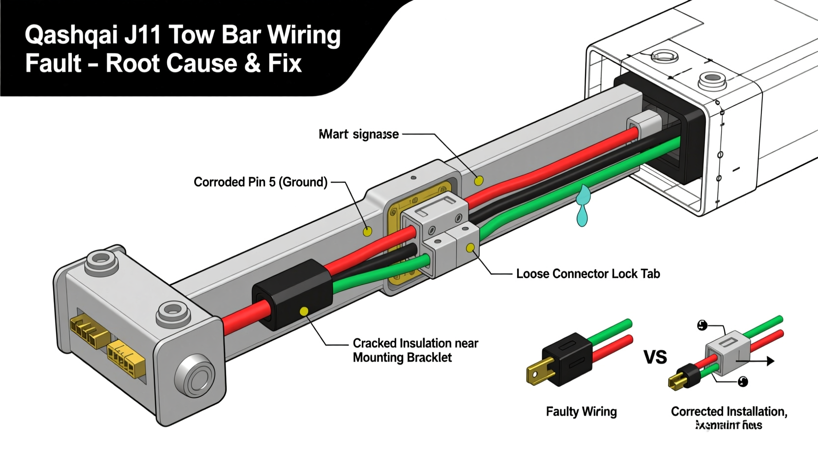 qashqai j11 tow bar wiring fault