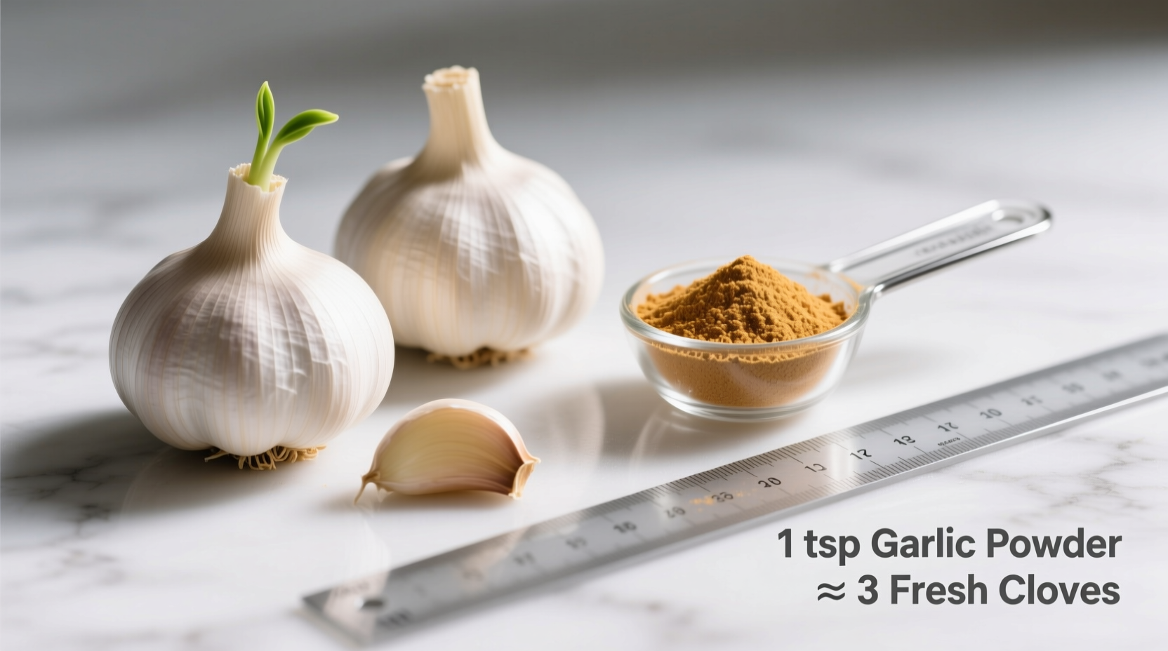 Garlic powder measurement comparison with fresh cloves