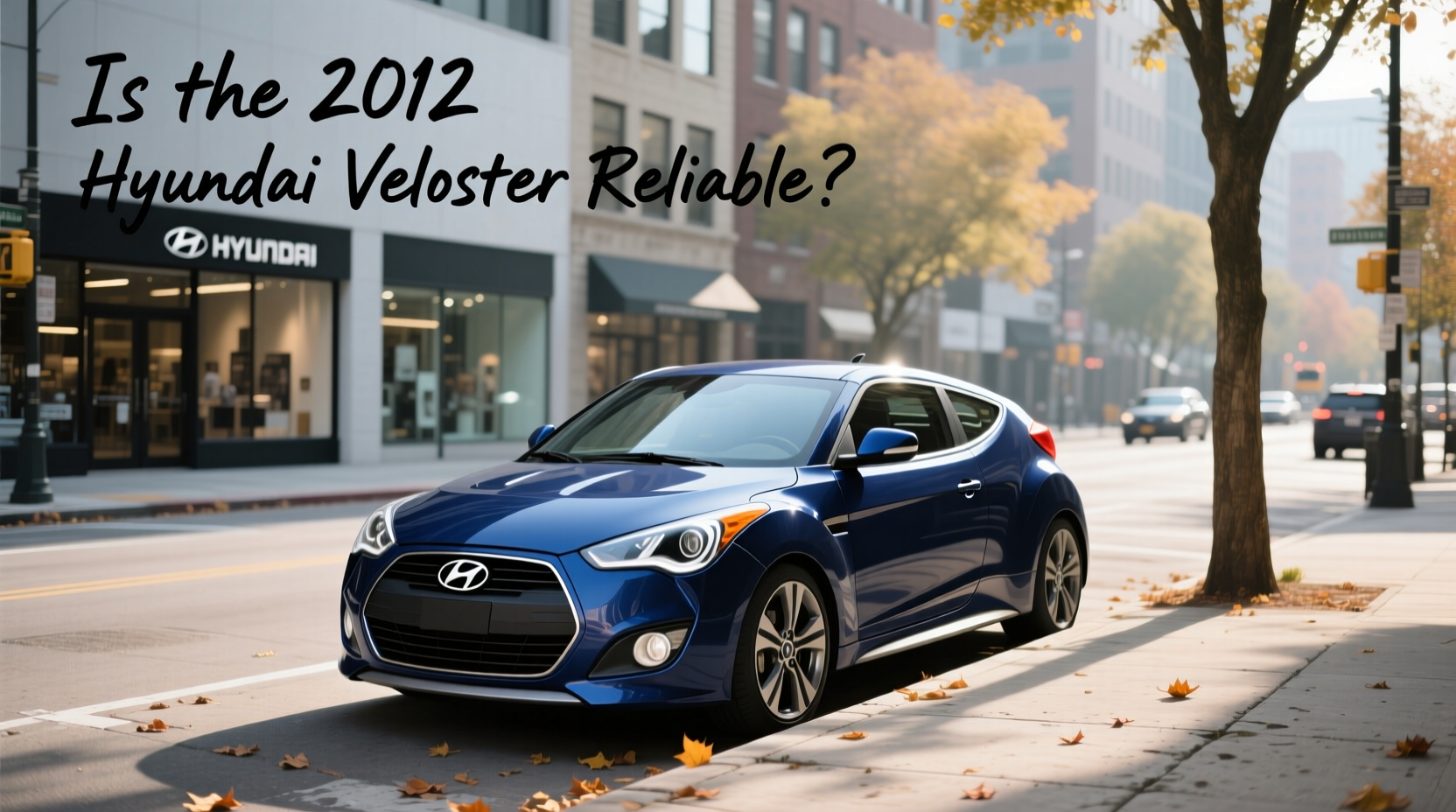 Interior view of 2012 Hyundai Veloster showing dashboard and steering wheel