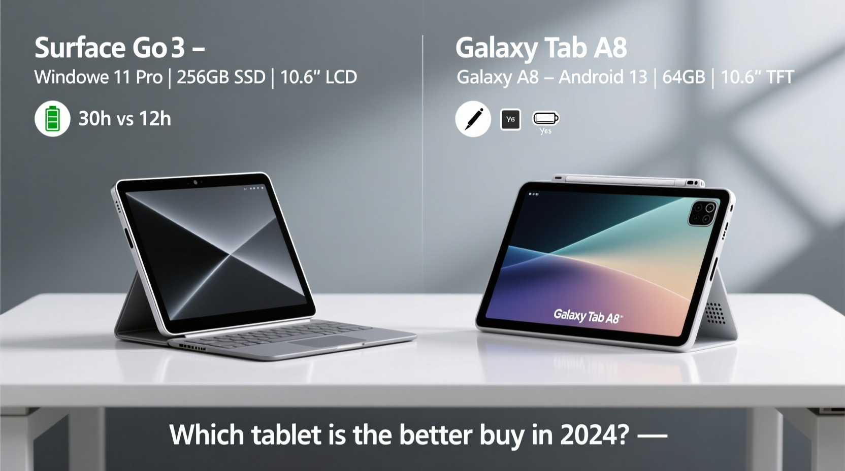 surface go 3 or galaxy tab a8 which tablet is the better buy in 2024