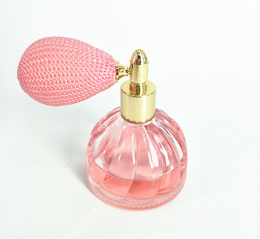 100ml gas bag with pink air ball spray ball shape glass perfume bottle