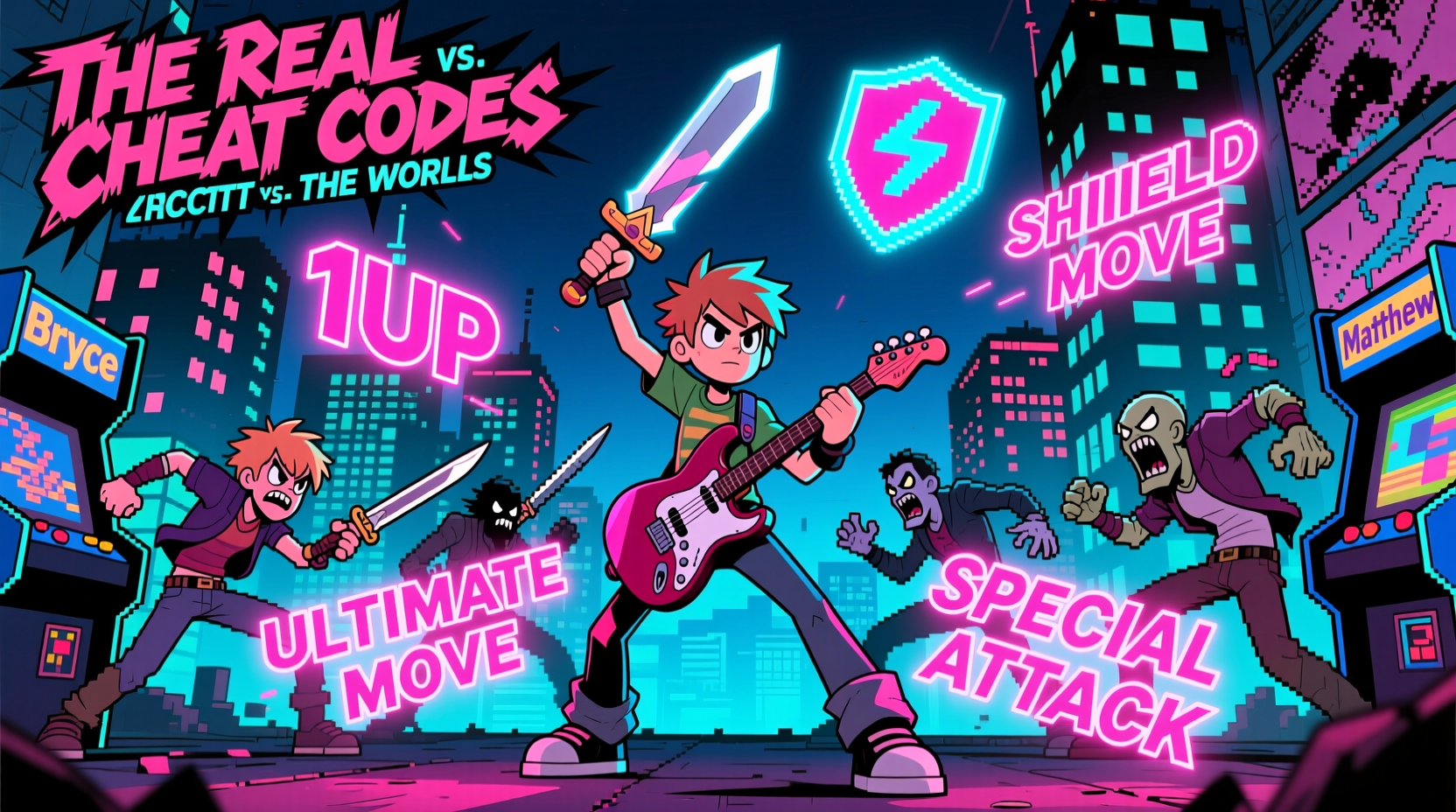 scott pilgrim vs the world game which characters the real cheat code