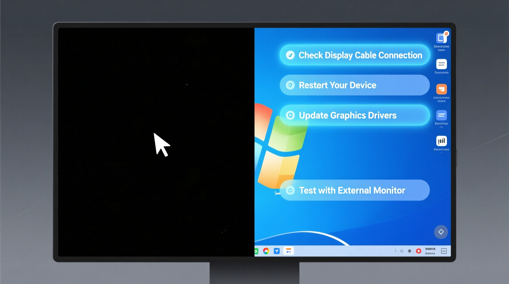 half my screen is black causes troubleshooting tips