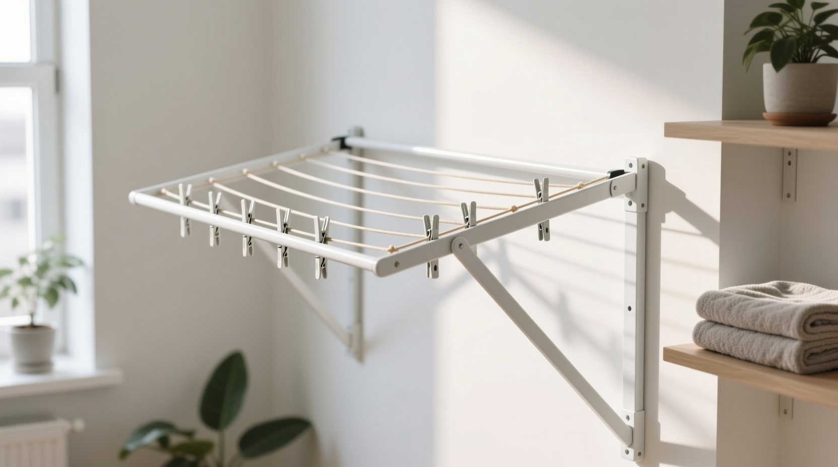string an indoor clothes line for cheap and space effic