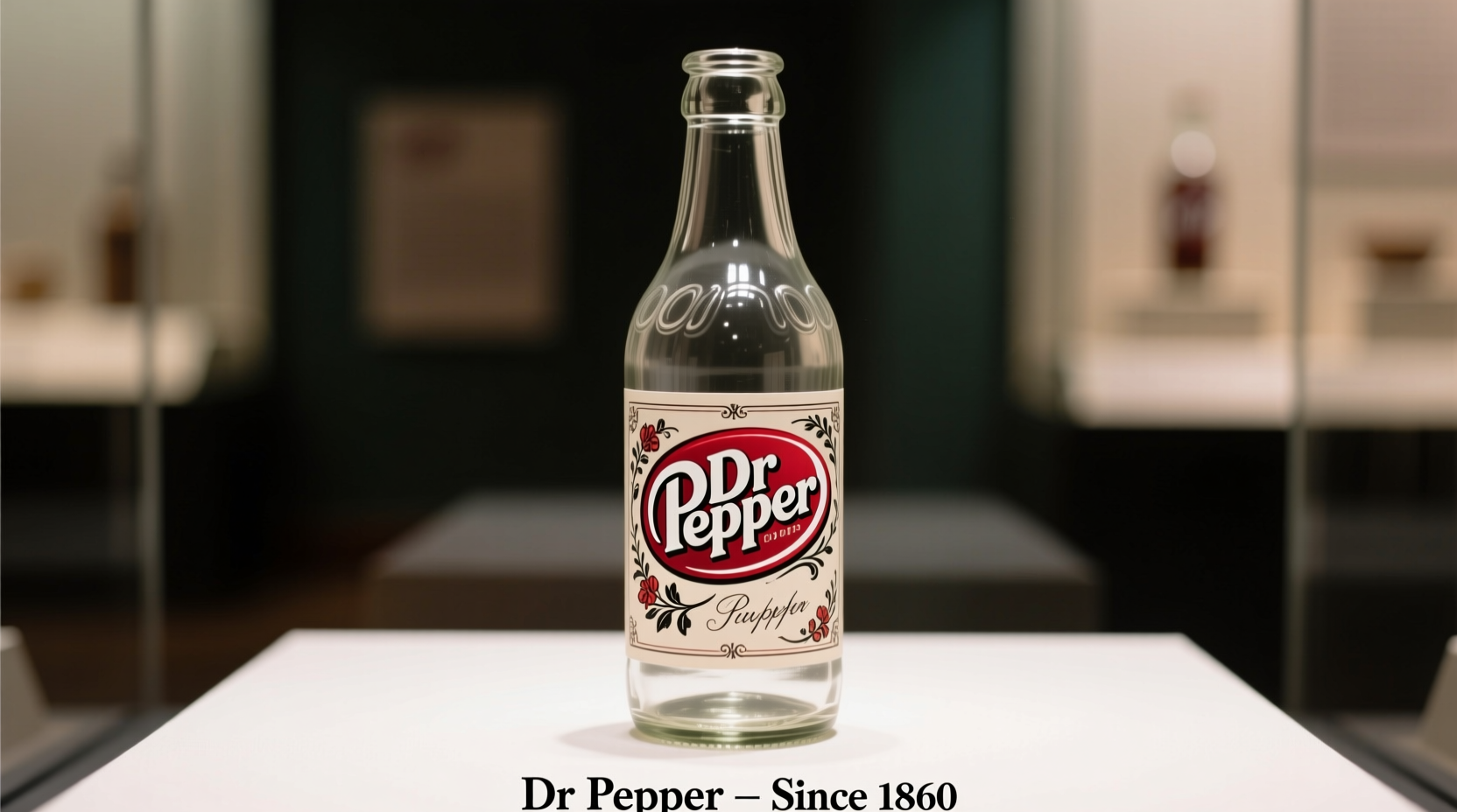 Dr Pepper bottle showing classic logo design