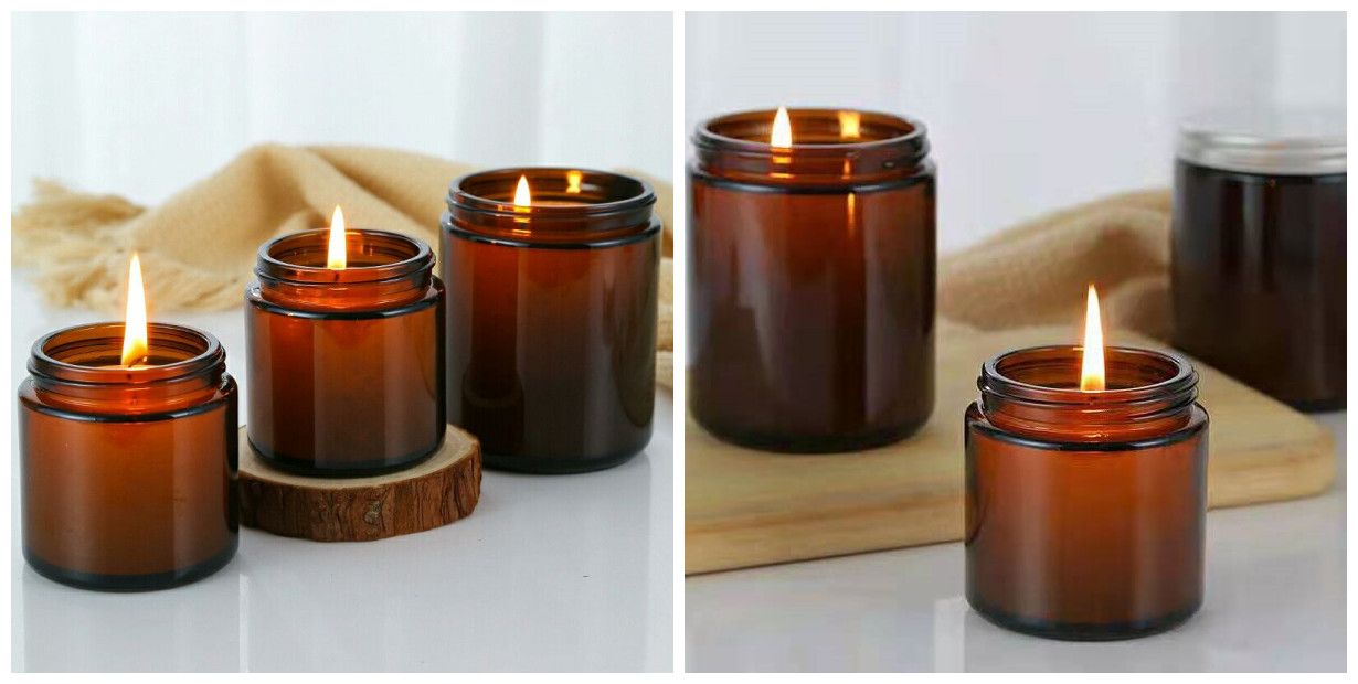 Factory Produced Wholesale Various Specifications Amber Glass Candle Jar