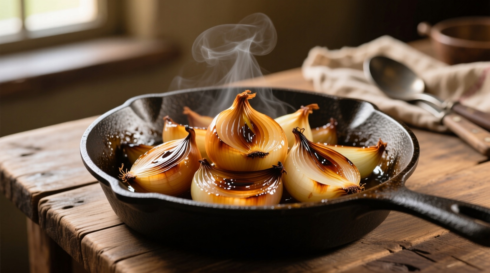 Perfectly caramelized onions in cast iron skillet