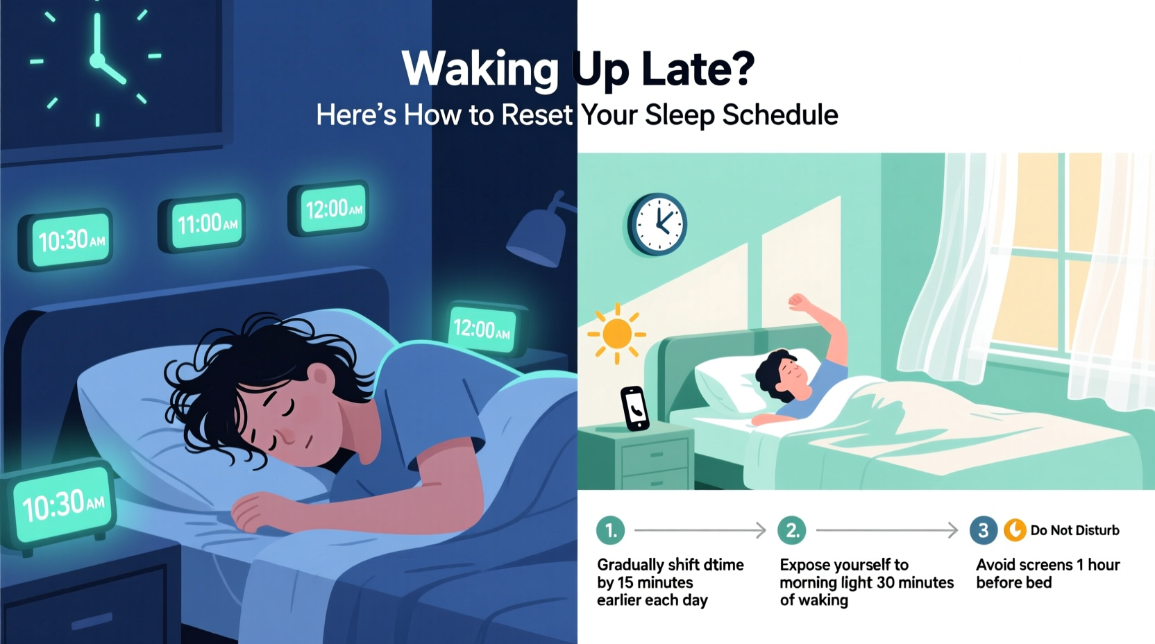 waking up late causes how to reset your sleep schedule