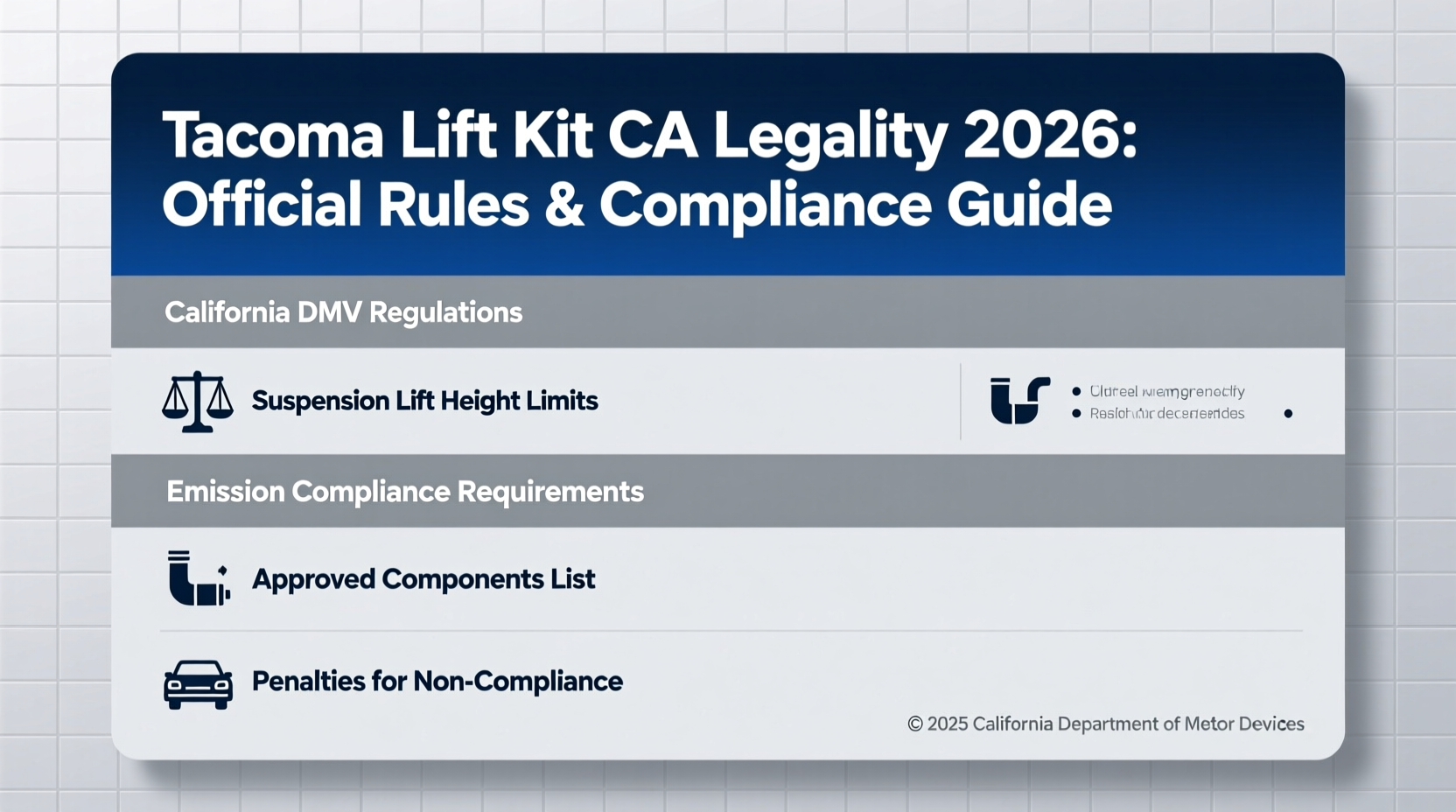 tacoma lift kit ca legality 2026