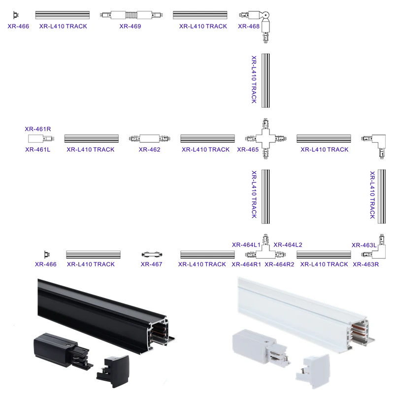 3 Phase 4 Wires LED Rail 3-Circuit Spotlight Track 2 Meter