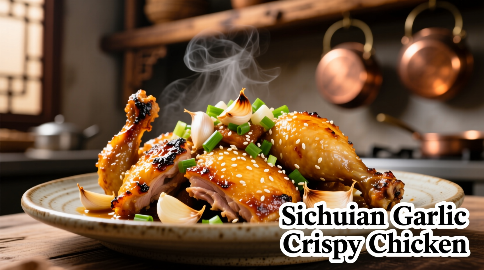 Crispy Chinese garlic chicken with fresh garlic