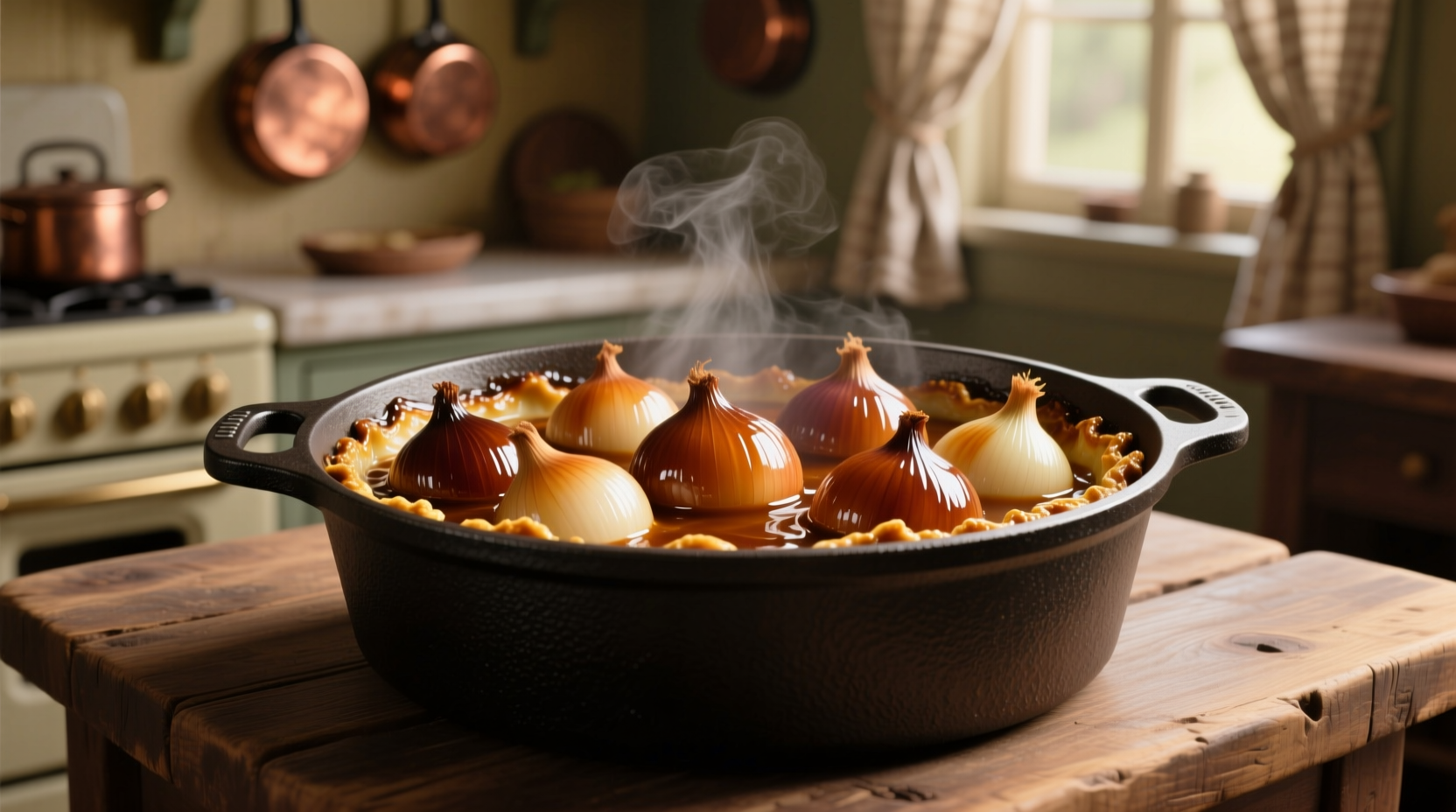 Perfectly caramelized onions in cast iron pot