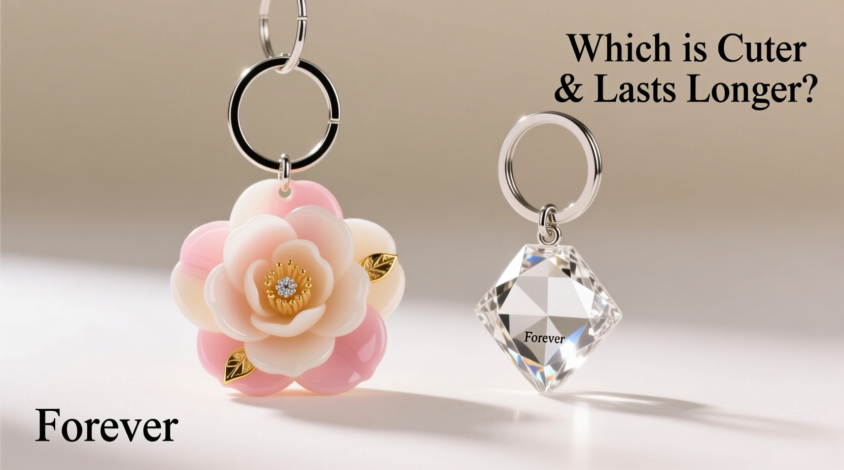 resin camellia vs crystal keychains which one is cuter and lasts longer