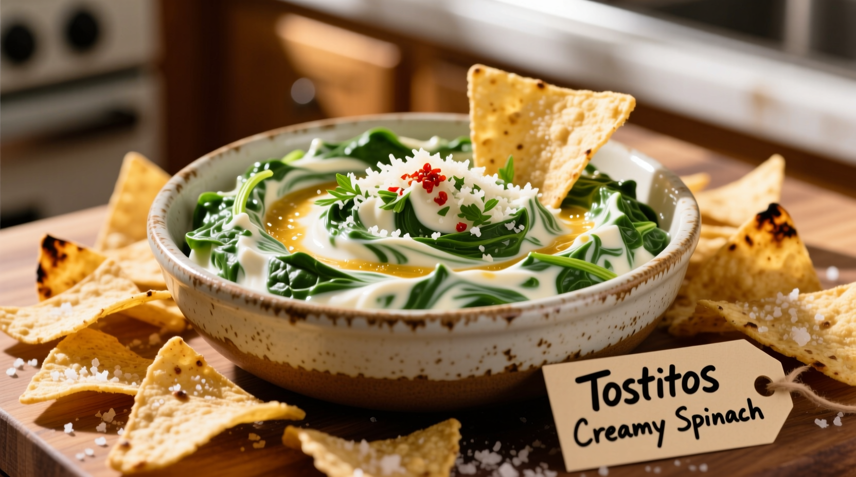 Tostitos creamy spinach dip served with tortilla chips
