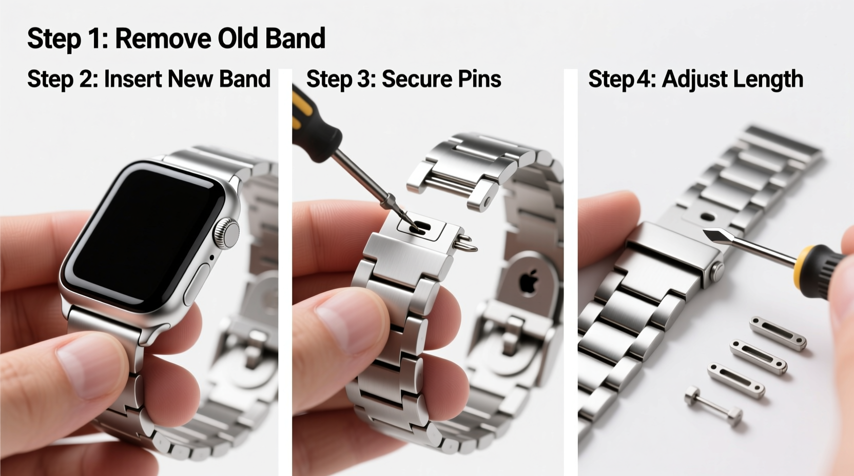 step by step guide to installing and adjusting a metal iwatch band for a perfect fit