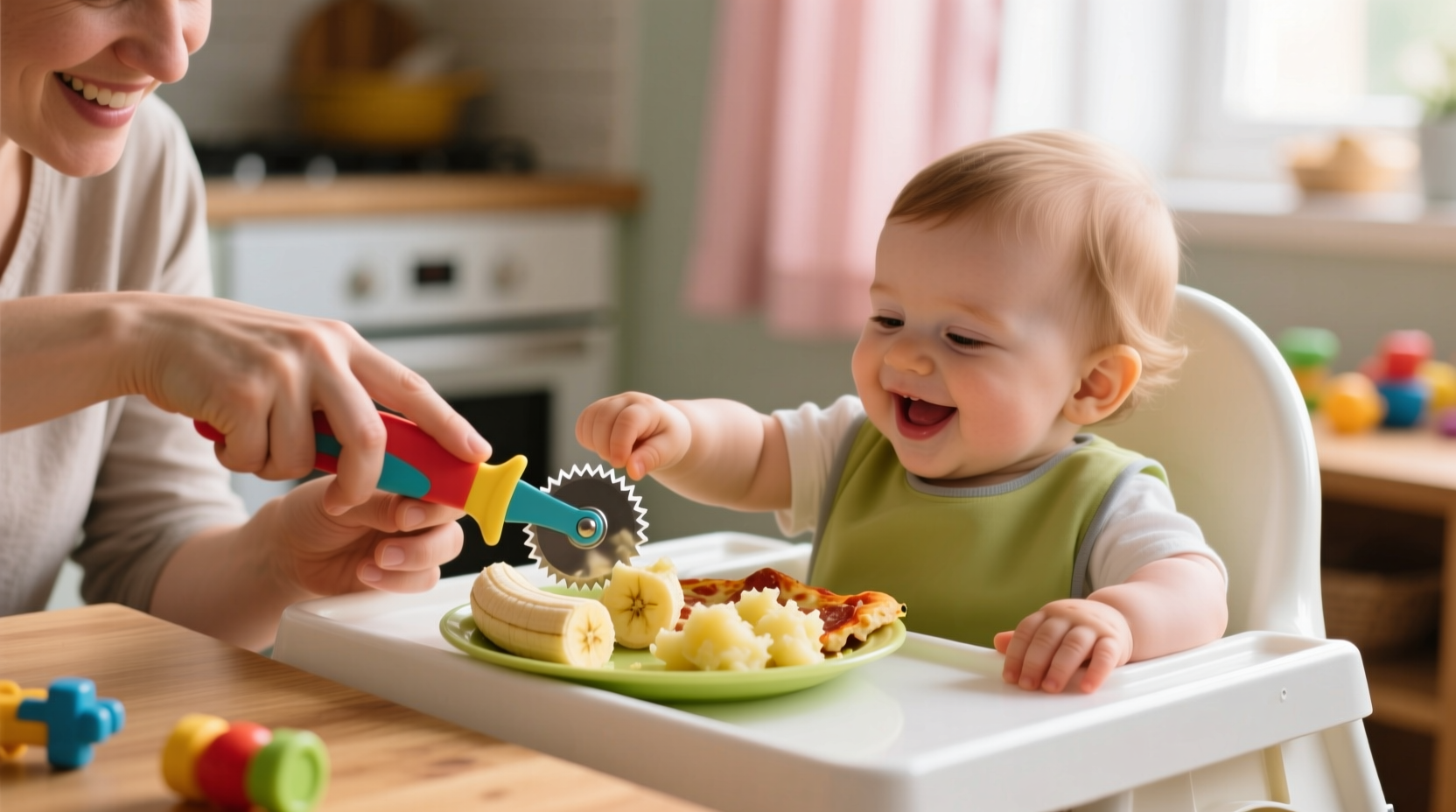 cut your toddlers food with a pizza cutter