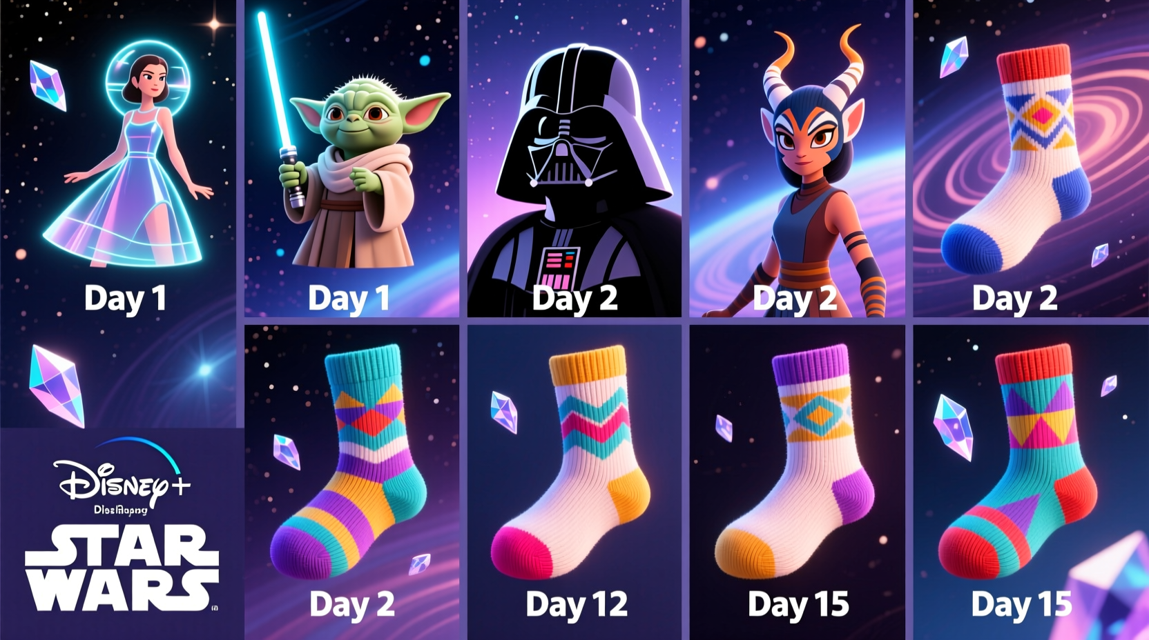 star wars 15 days of socks womens