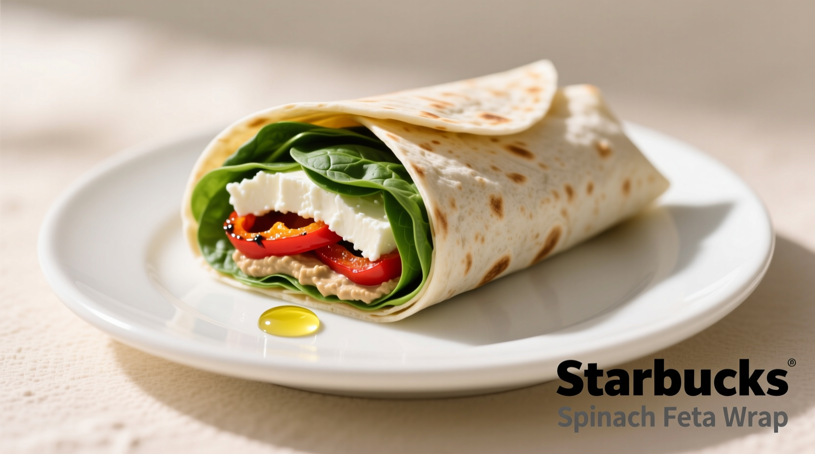 Starbucks Spinach Feta Wrap on white plate