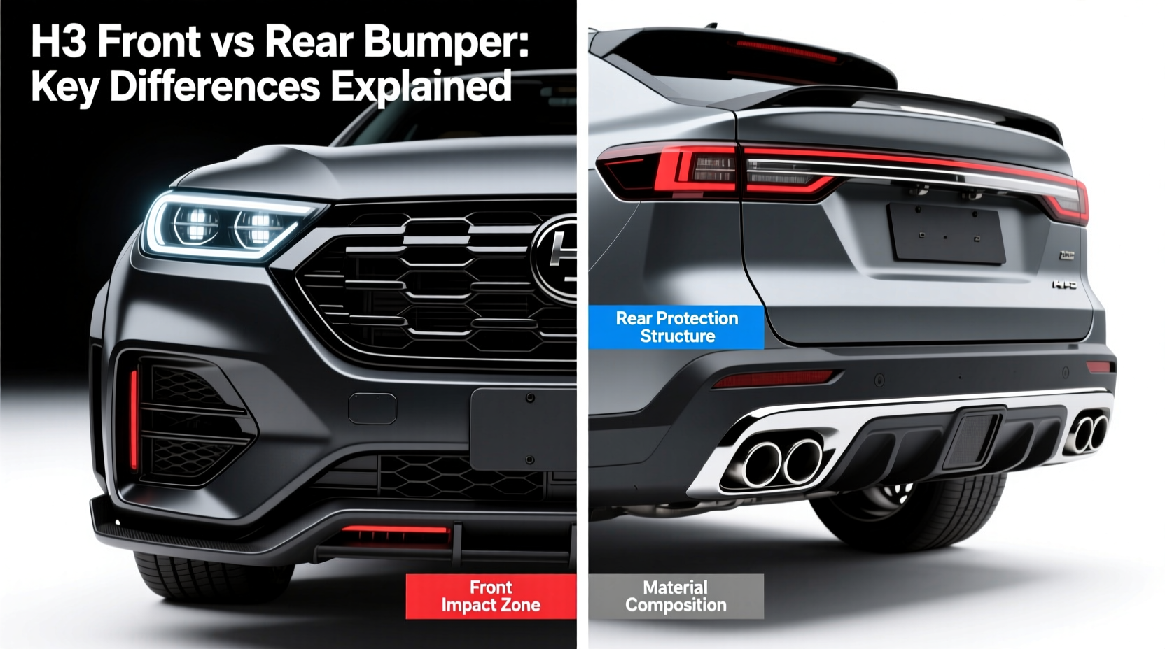 h3 front vs rear bumper