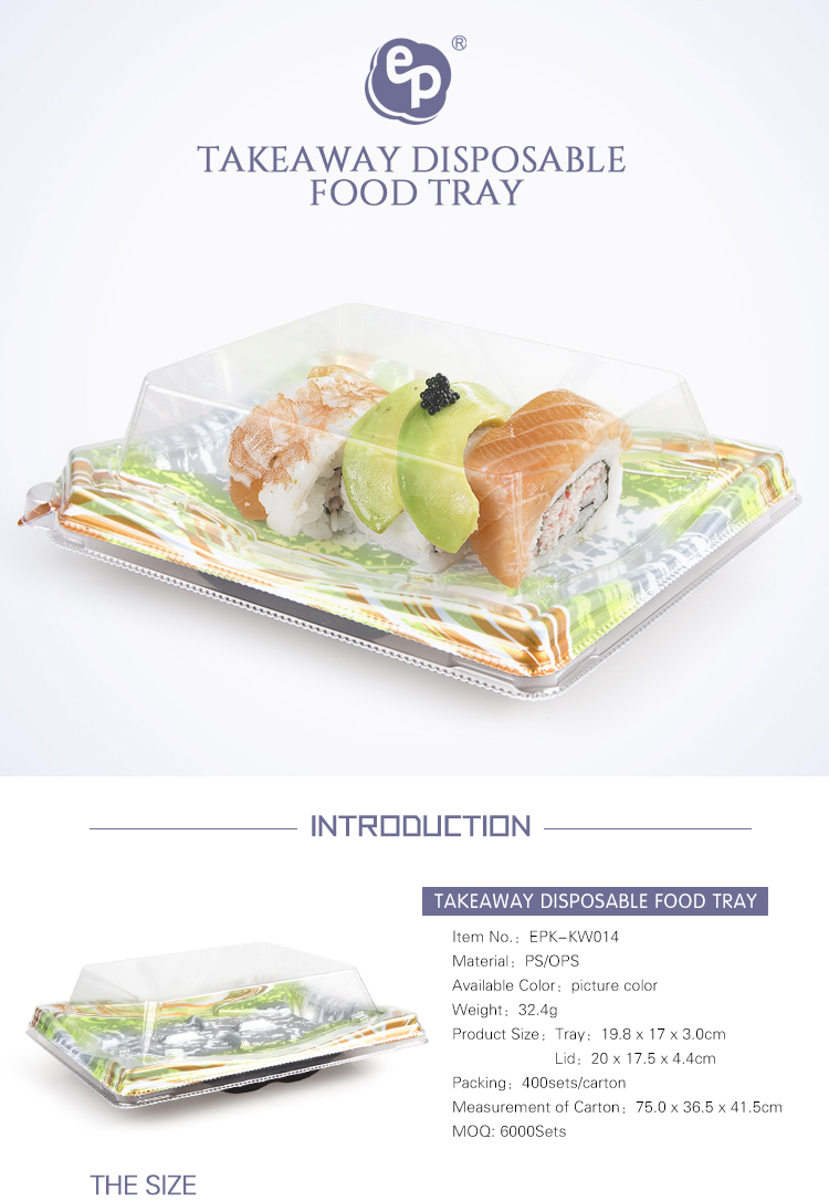 EPK wholesale fancy printing rectangle disposable sushi container