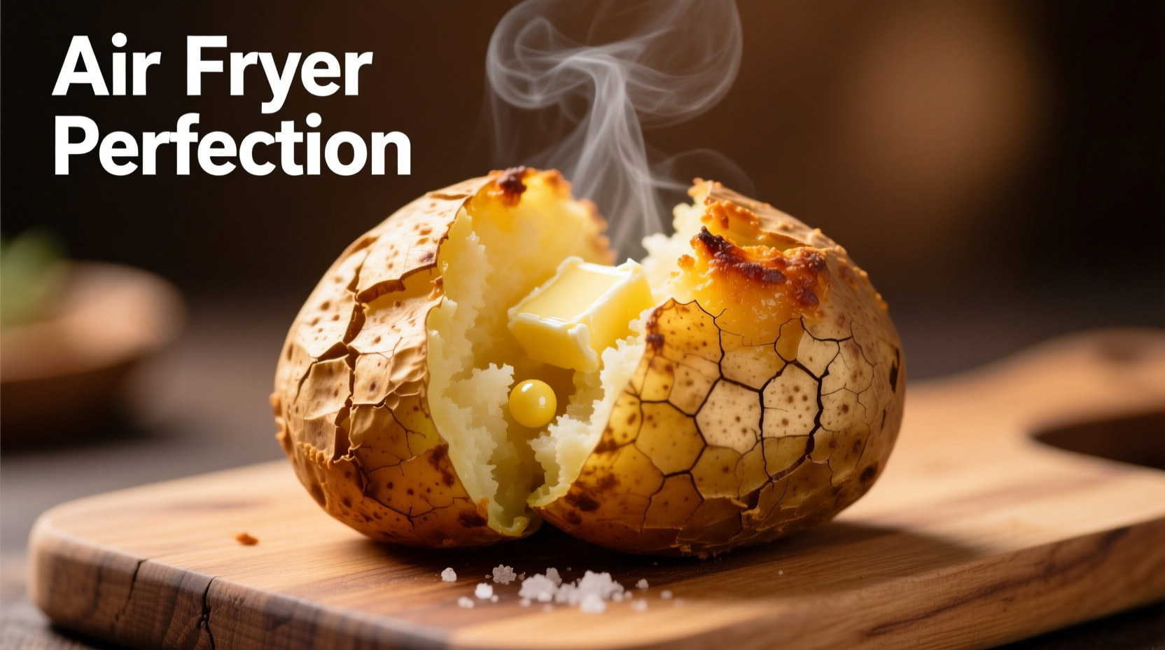 Perfectly cooked air fryer baked potato with crispy skin