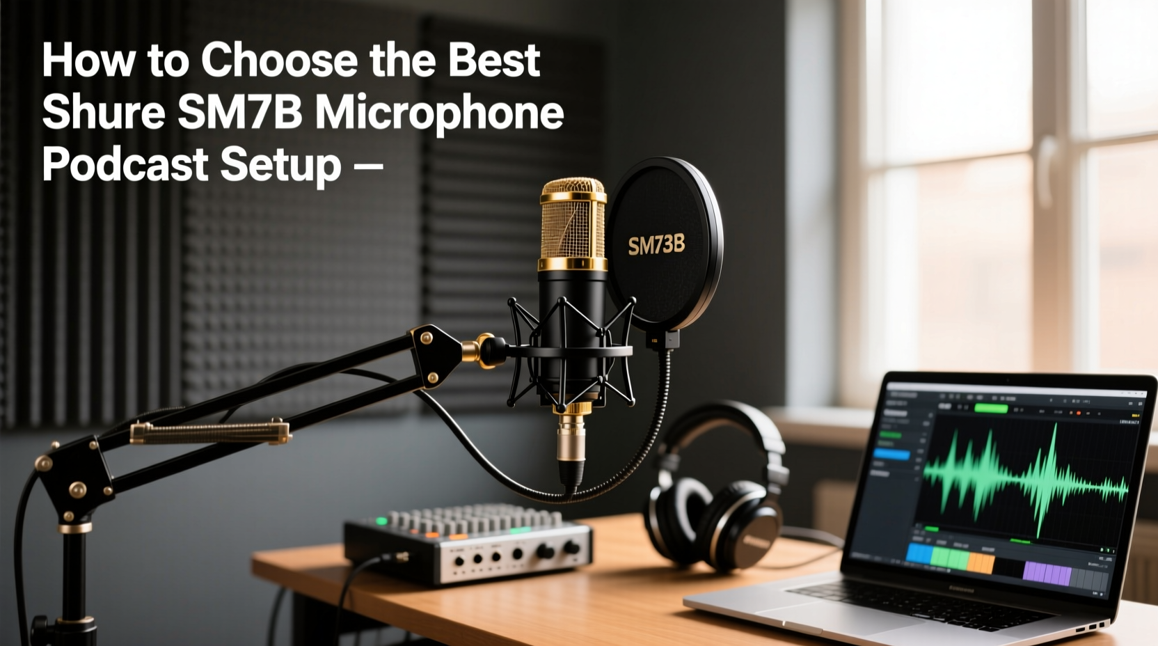 shure sm7b microphone podcast with stand