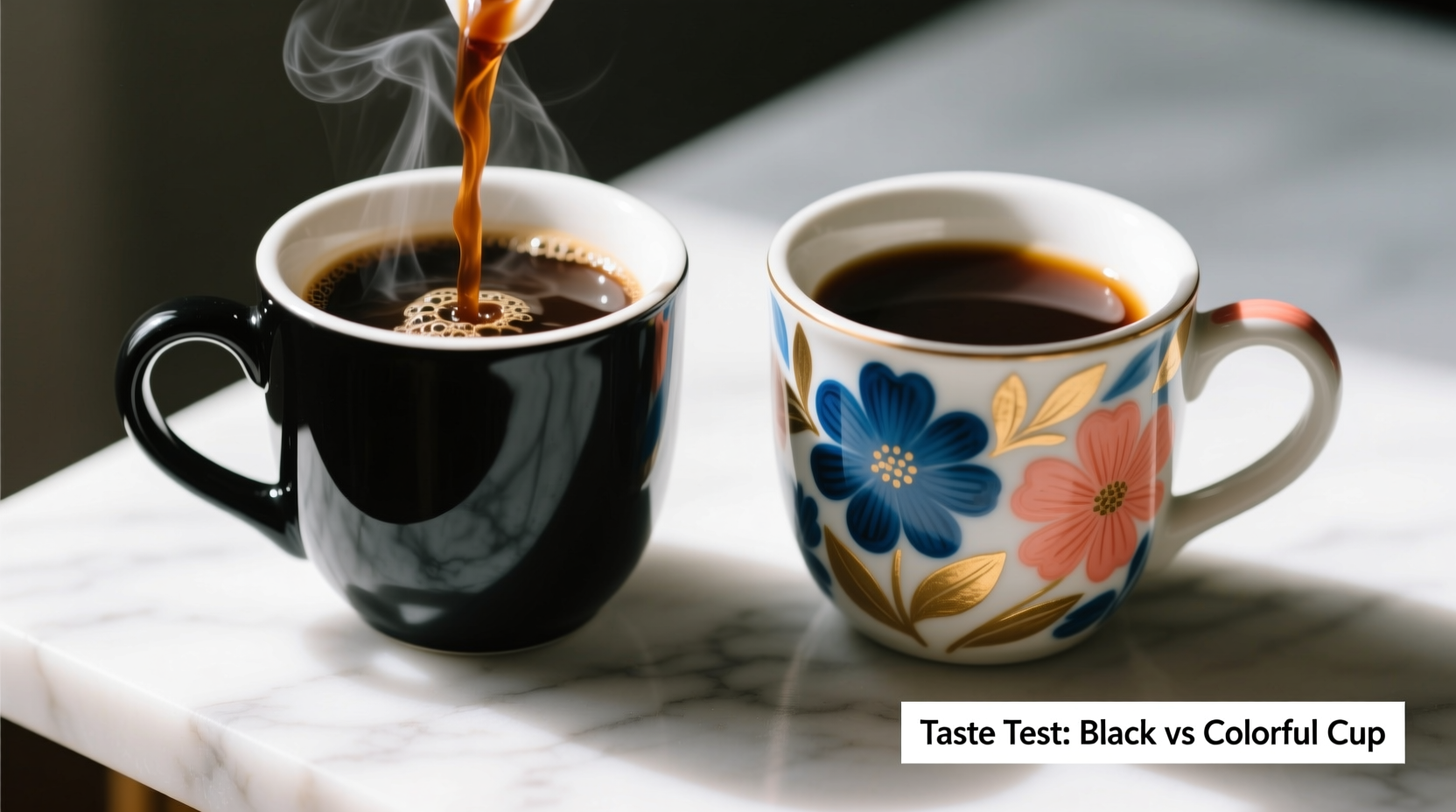 does coffee really taste different in a black cup vs a colorful one
