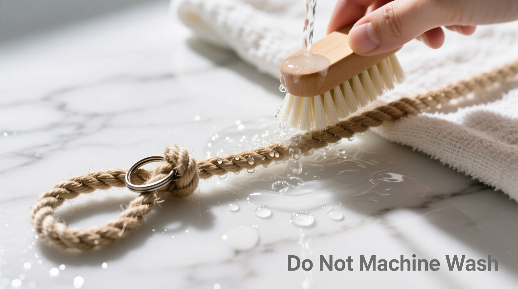 how to deep clean a cotton rope keychain without damaging its texture